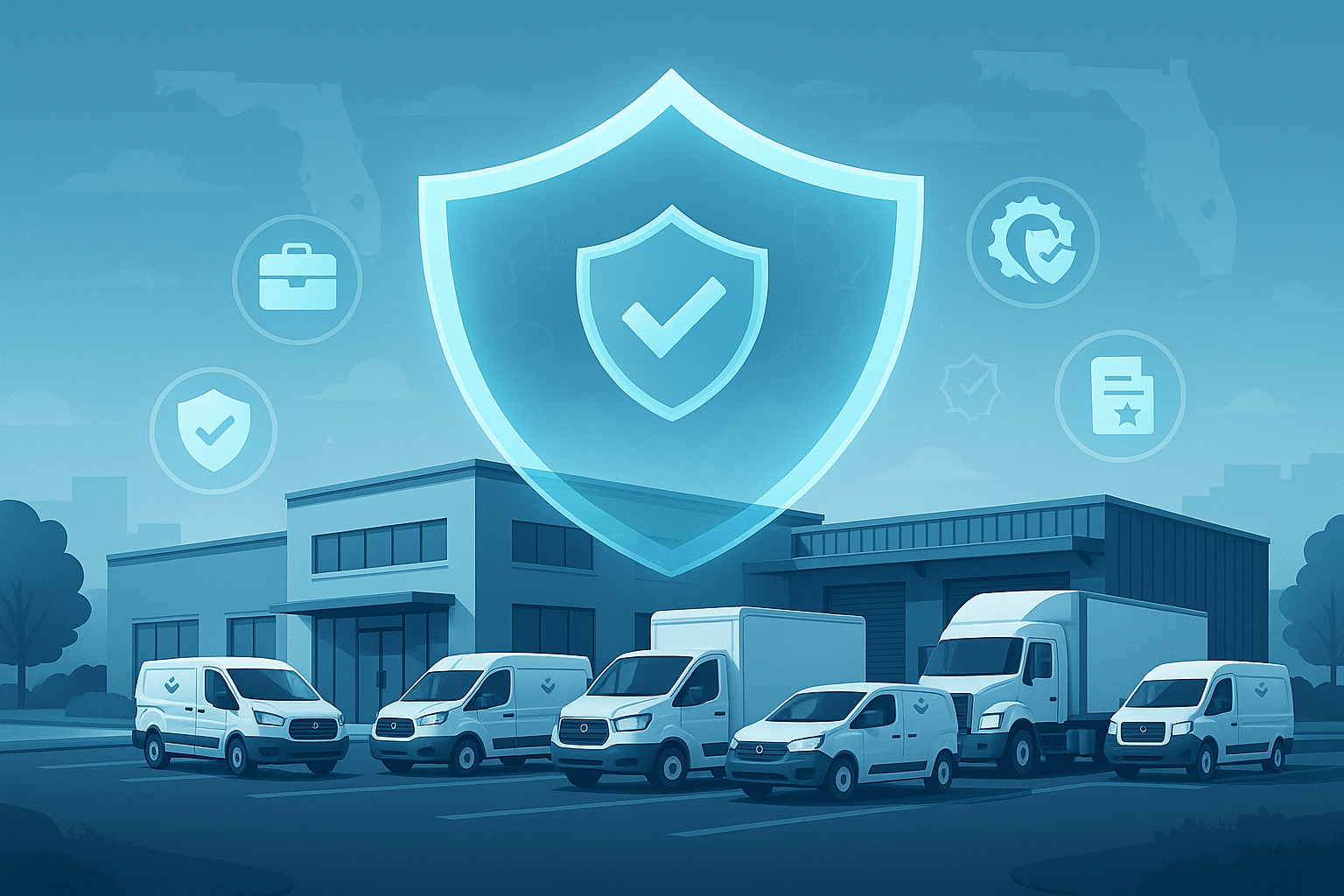 Business fleet protected by commercial auto insurance coverage